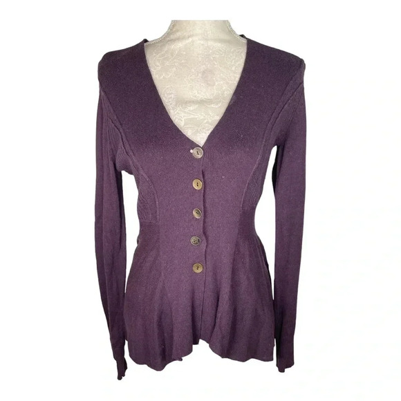 Free People Purple Cardigan Sweater XS‎ Button Up Long Sleeve... - Picture 1 of 5